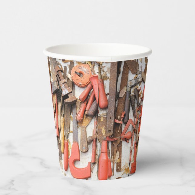 Tools Antique Rustic Red Man Tool Paper Cups (Right)