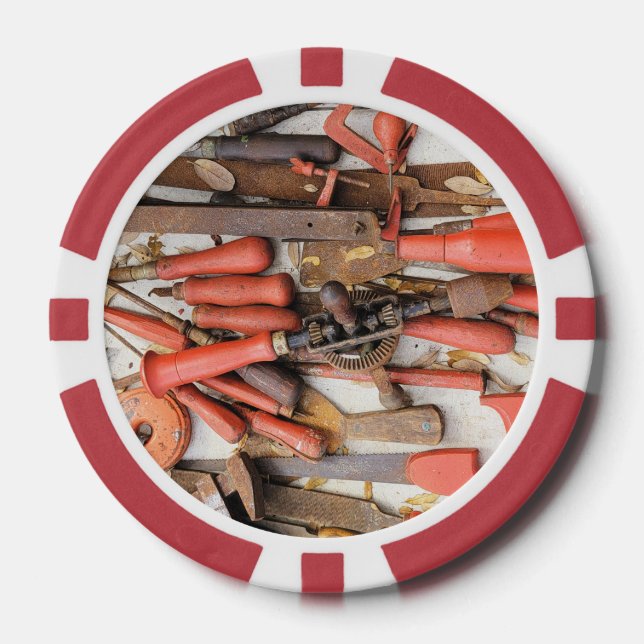 Tools Antique Rustic Red Man Tool Poker Chips (Front)