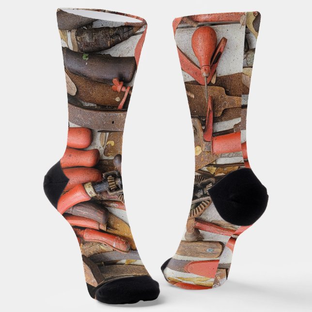 Tools Antique Rustic Red Man Tool Socks (Angled)