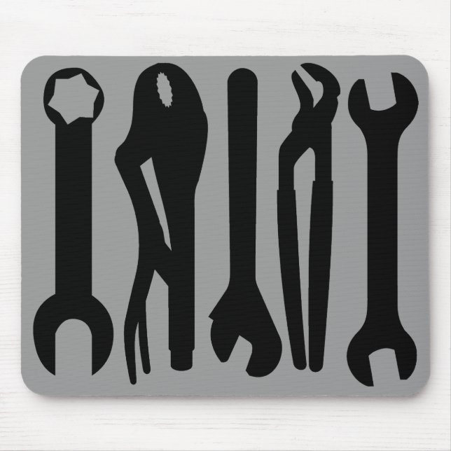 Tools - Black on Grey Mouse Pad (Front)