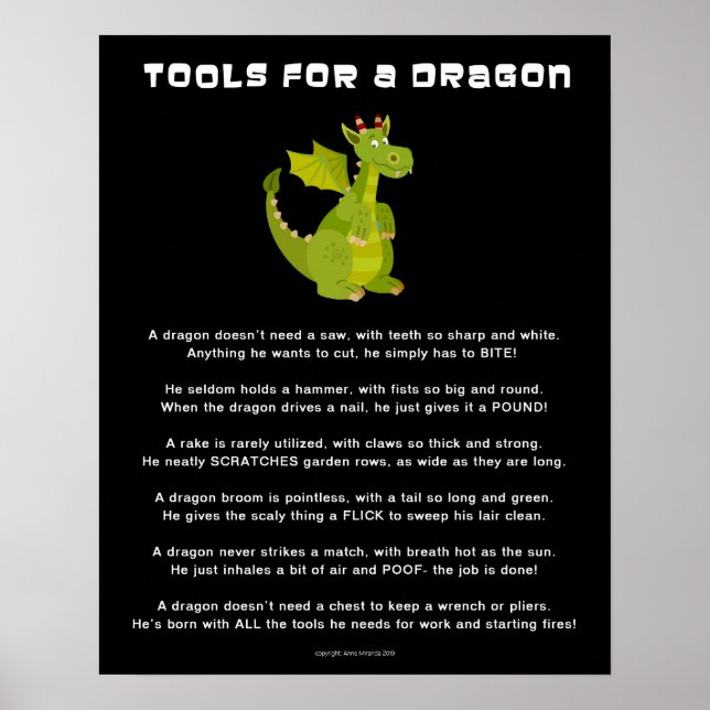 Tools for a Dragon Original Poem Large Poster (Front)