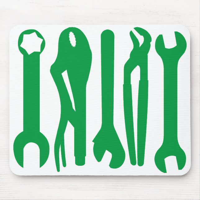 Tools - Green on White Mouse Pad (Front)