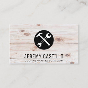 Tools Hardware Logo Wooden Boards Background Business Card