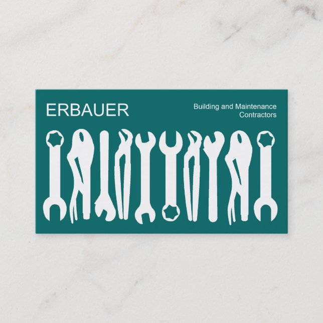 Tools of the Trade - White on Teal Business Card (Front)