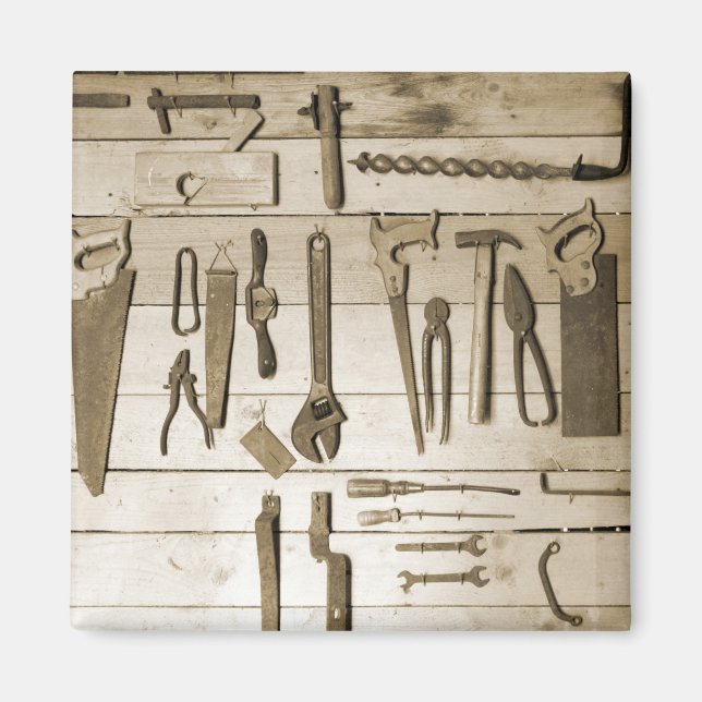 Tools on Wooden Wall Magnet (Front)