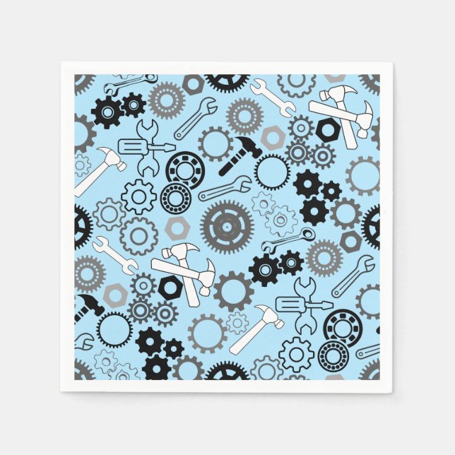 Tools Pattern 01.b LBlue BG Napkin (Front)