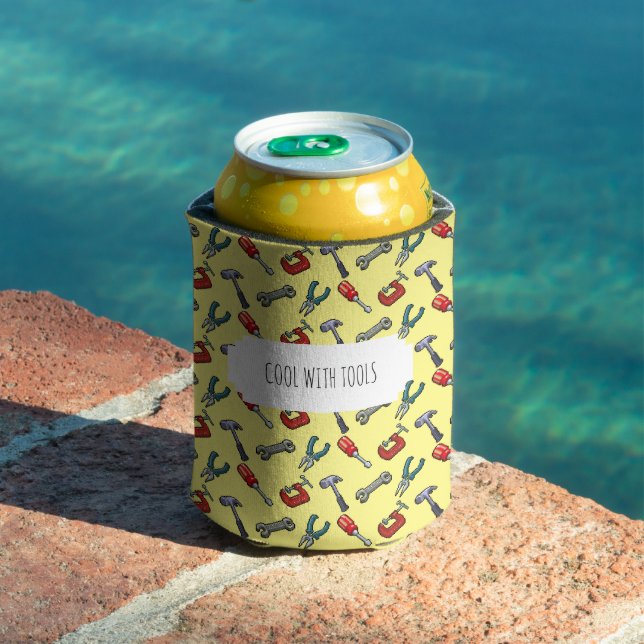 Tools Pattern Hammer Vice Pliers Handyman Gift Can Cooler (In Situ Pool)