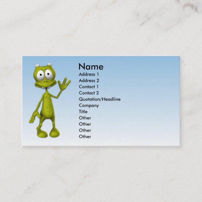 Toon Alien Business Card (Front)