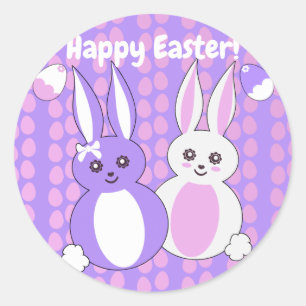 Toon Bunny Easter Classic Round Sticker