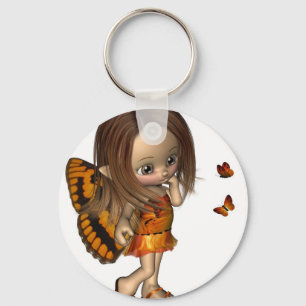 Toon Butterfly Fairy - Orange Key Ring
