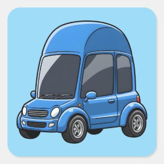 Toon Car with Arched Roof Lines Square Sticker