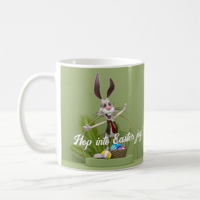 Toon Rabbit Standing near Easter Eggs Coffee Mug (Left)