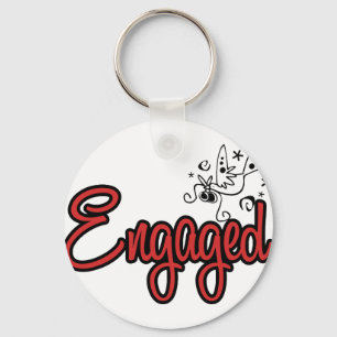 ToonDoveEngagedRed Key Ring