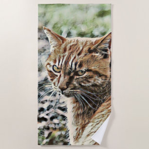toony cat beach towel