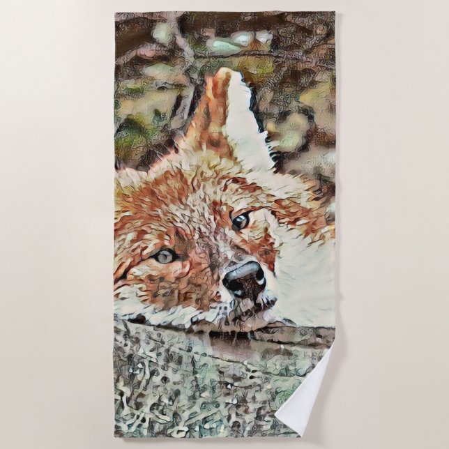 Toony Fox Beach Towel (Front)