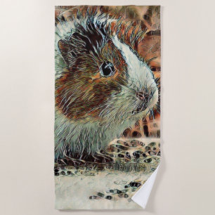 toony guinea pig beach towel