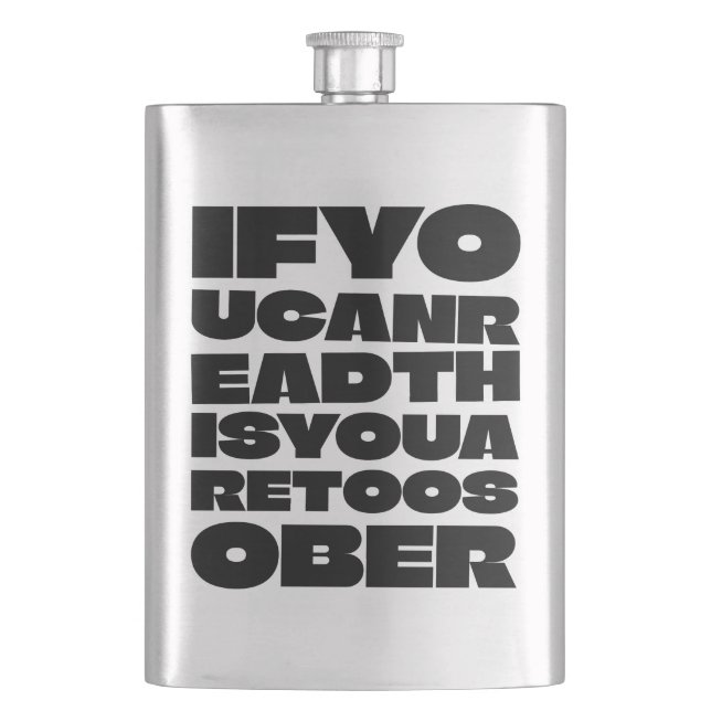 TooSober Bold Typography Classic Flask (Front)