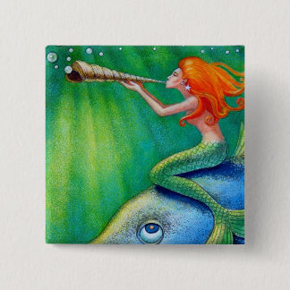 Toot Yur Own Seashell- Mermaid! 15 Cm Square Badge