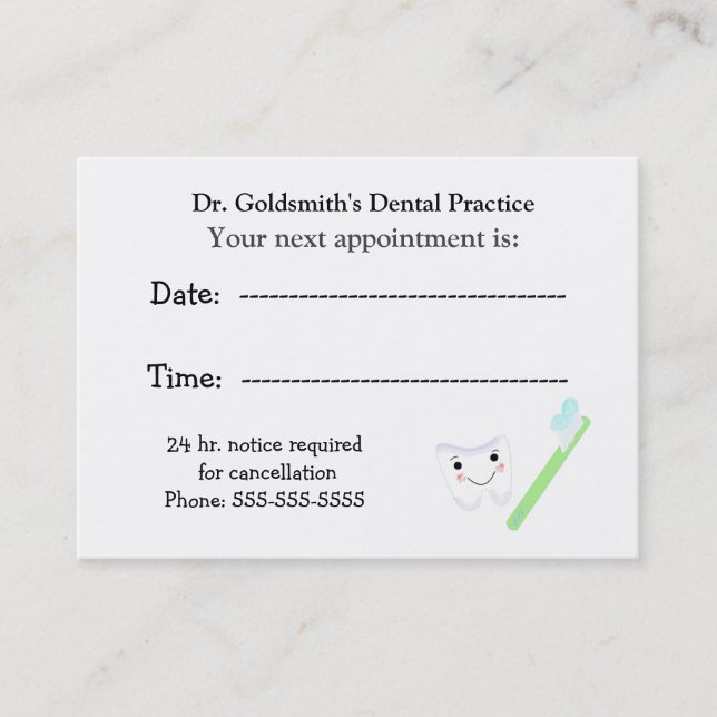 Tooth and Brush Dental Appointment Design (Front)