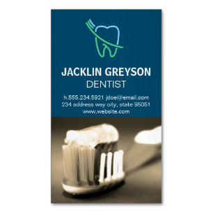 Tooth and Brush Logo Magnetic Business Card