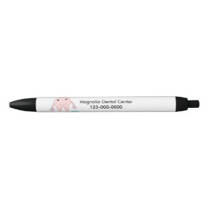 Tooth and Toothbrush Dental Design Black Ink Pen
