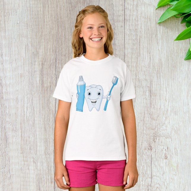 Tooth And Toothbrush Girls T-Shirt (Creator Uploaded)
