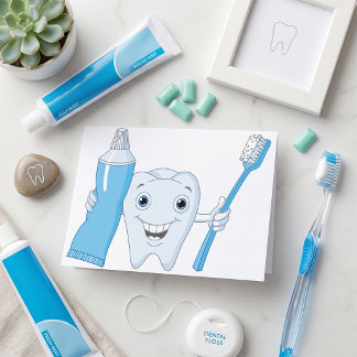 Tooth And Toothbrush Greeting Cards
