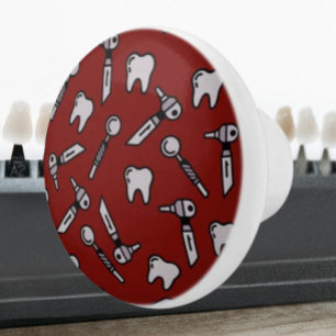 Tooth Be Told Burgundy Dental Ceramic Knob