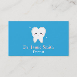 Tooth, Blue and White, Kids Dental Business Cards