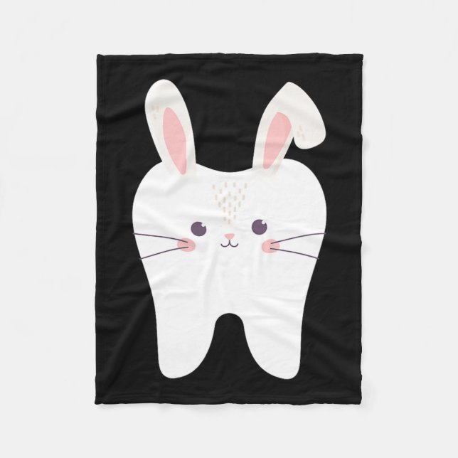 Tooth Bunny Dentist Easter Dental Istant Easter Da Fleece Blanket (Front)