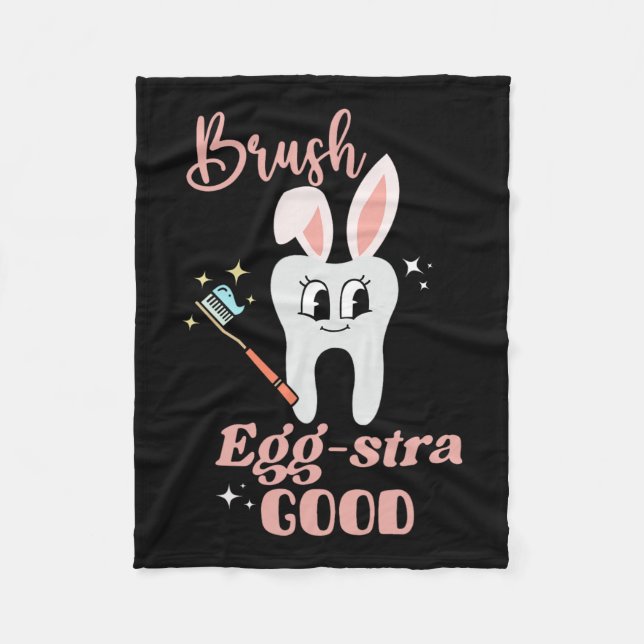 Tooth Bunny Dentist Easter Dental Istant Easter Da Fleece Blanket (Front)