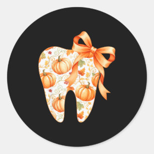 Tooth Coquette Bow Dentist Thanksgiving Dental Ist Classic Round Sticker