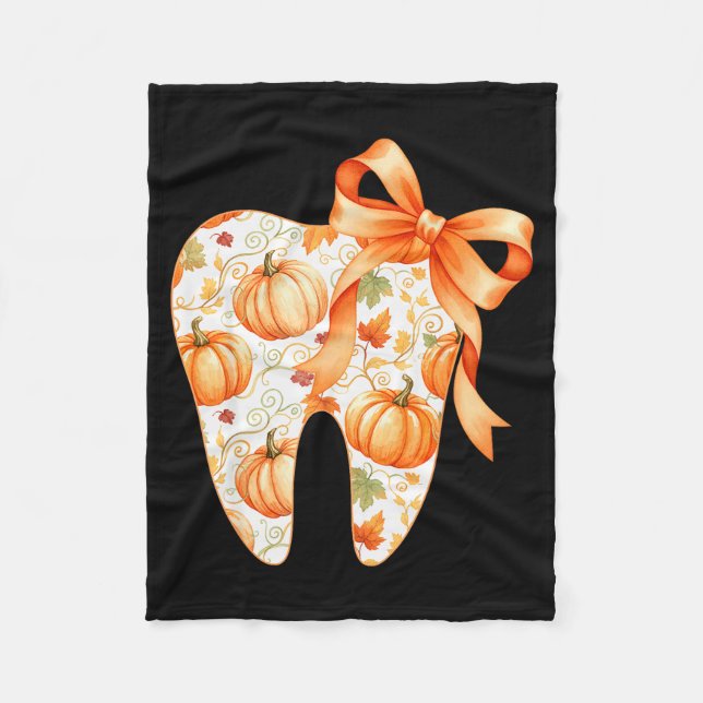 Tooth Coquette Bow Dentist Thanksgiving Dental Ist Fleece Blanket (Front)