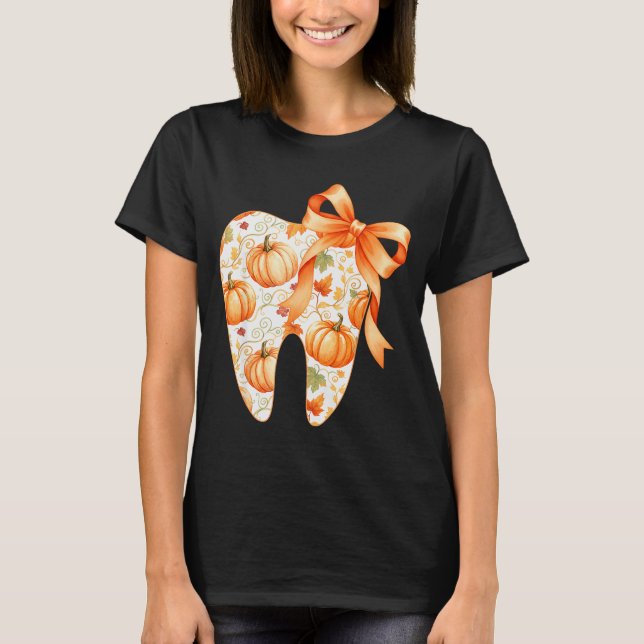 Tooth Coquette Bow Dentist Thanksgiving Dental Ist T-Shirt (Front)