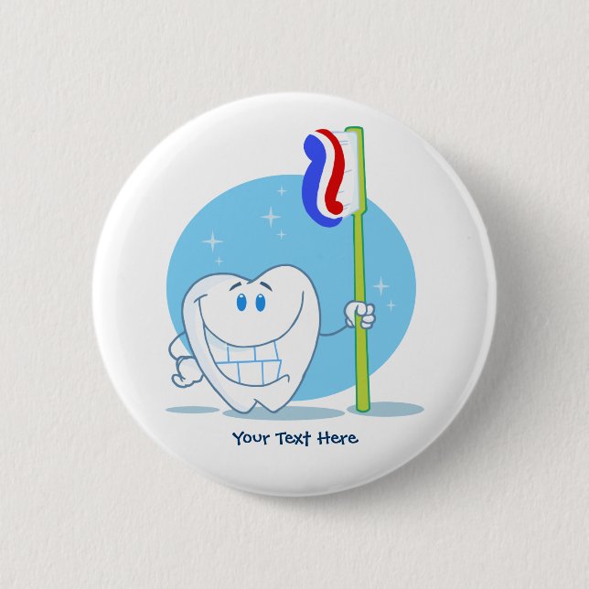 Tooth (customisable) 6 cm round badge (Front)