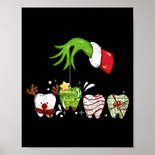 Tooth Dentist Dental Istant Teeth Christmas Santa  Poster