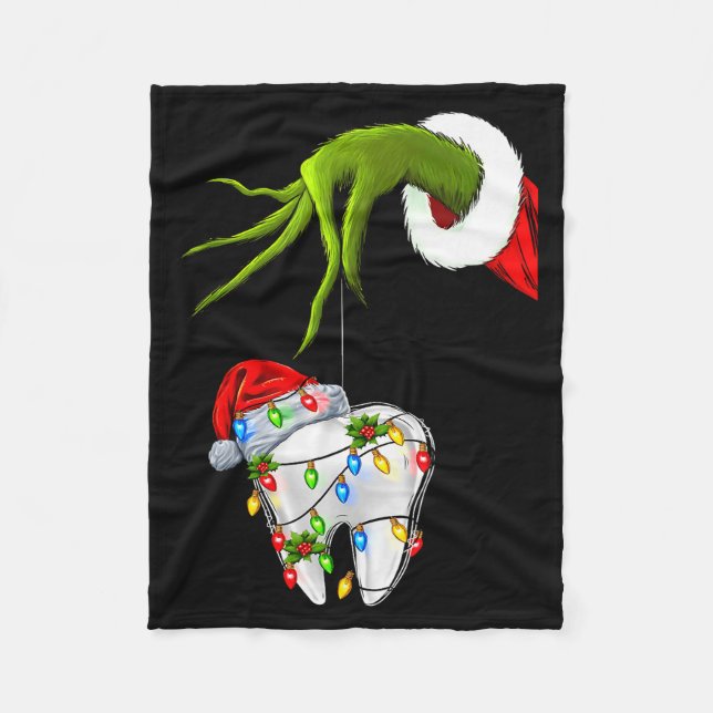 Tooth Dentist Dental Istant Teeth Christmas Xmas H Fleece Blanket (Front)