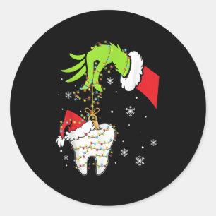 Tooth Dentist Dental Istant Teeth Christmas Xmas L Classic Round Sticker