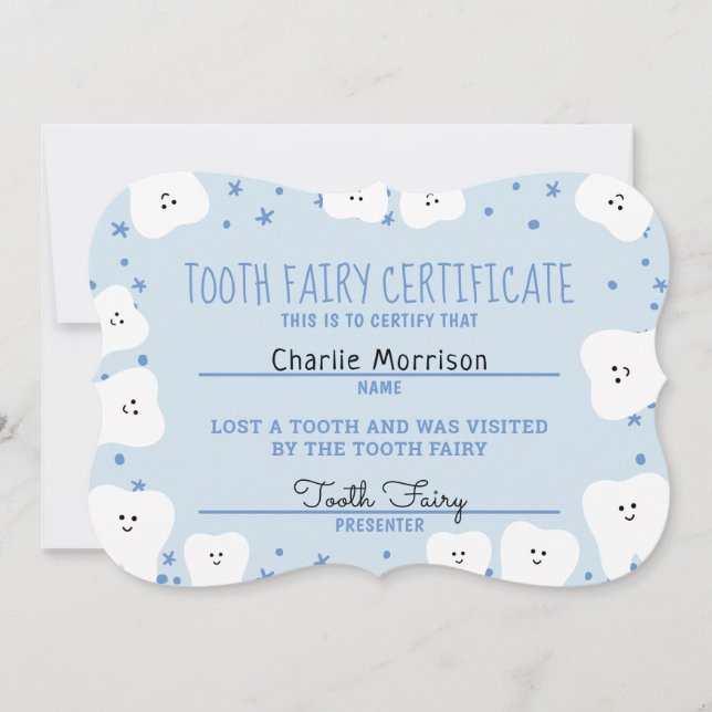 Tooth Fairy Certificate Boy 2 Invitation (Front)