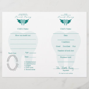 Tooth Fairy Letter & Receipt Teal