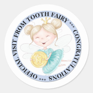 Tooth fairy princess DIY text boys official visit Classic Round Sticker