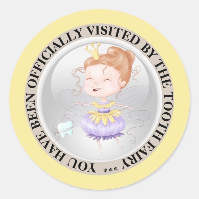 Tooth fairy princess official visit boys girls classic round sticker (Front)