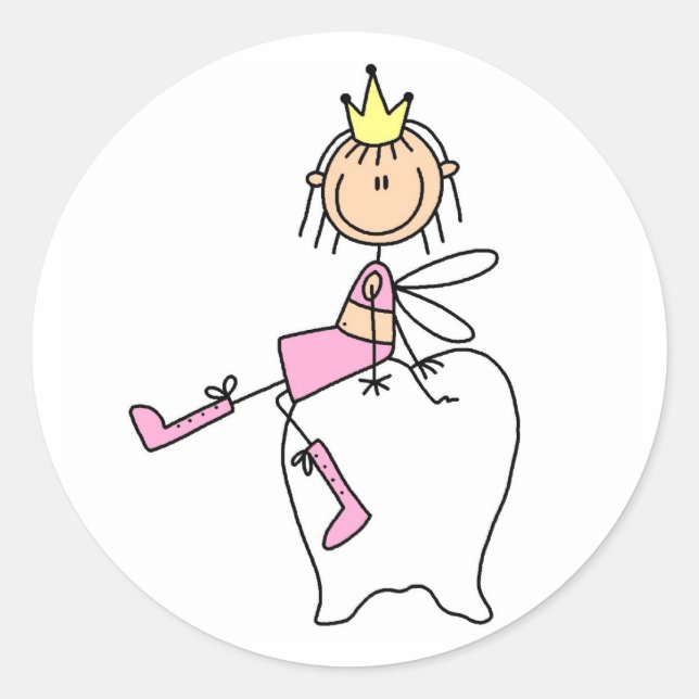 Tooth Fairy Sits On A Tooth Sticker (Front)