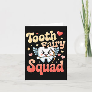 Tooth Fairy Squad Cute Cud Tooth Retro Dental Humo Card