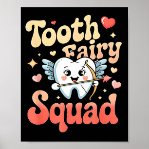 Tooth Fairy Squad Cute Cud Tooth Retro Dental Humo Poster