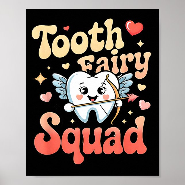 Tooth Fairy Squad Cute Cud Tooth Retro Dental Humo Poster (Front)
