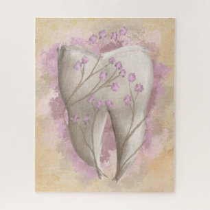 Tooth & Flowers, surrealistic painting. Dental art Jigsaw Puzzle