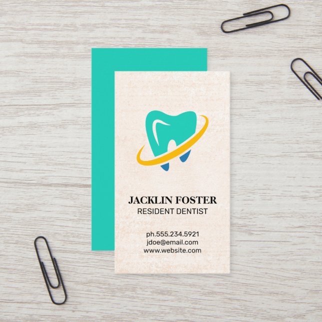 Tooth Icon Business Card (Front/Back In Situ)