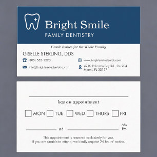 Tooth Icon Dental Appointment Reminder Business Card