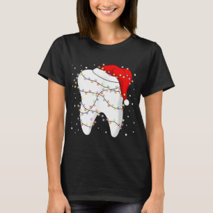 Tooth Lights Santa Hat Christmas Dentist Dental As T-Shirt